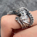 Gothic Dragon Ring with Pterosaur Wings - Adjustable Vintage Jewelry for Men Women