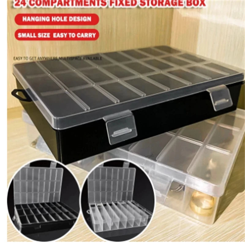 24-Grid Plastic Storage Box Organizer for Crafts Jewelry Beads & Items