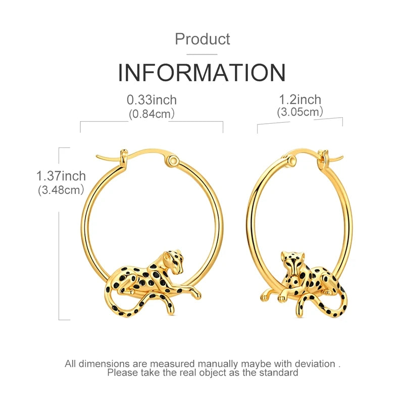 Sterling Silver Gold Plated Cheetah Drop Earrings for Anniversary & Wedding Jewelry