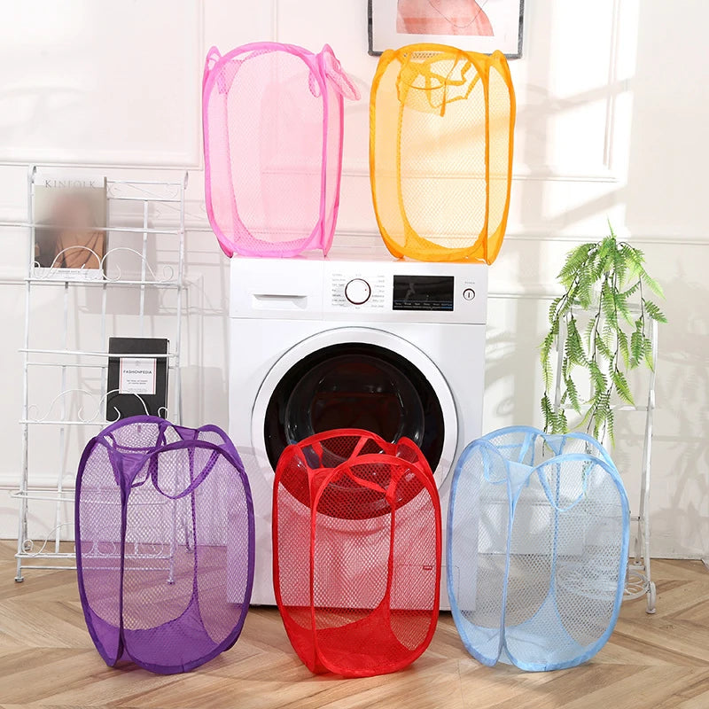 Foldable Hand-Held Laundry Basket with Handles, Space-Saving Clothes Storage Bin