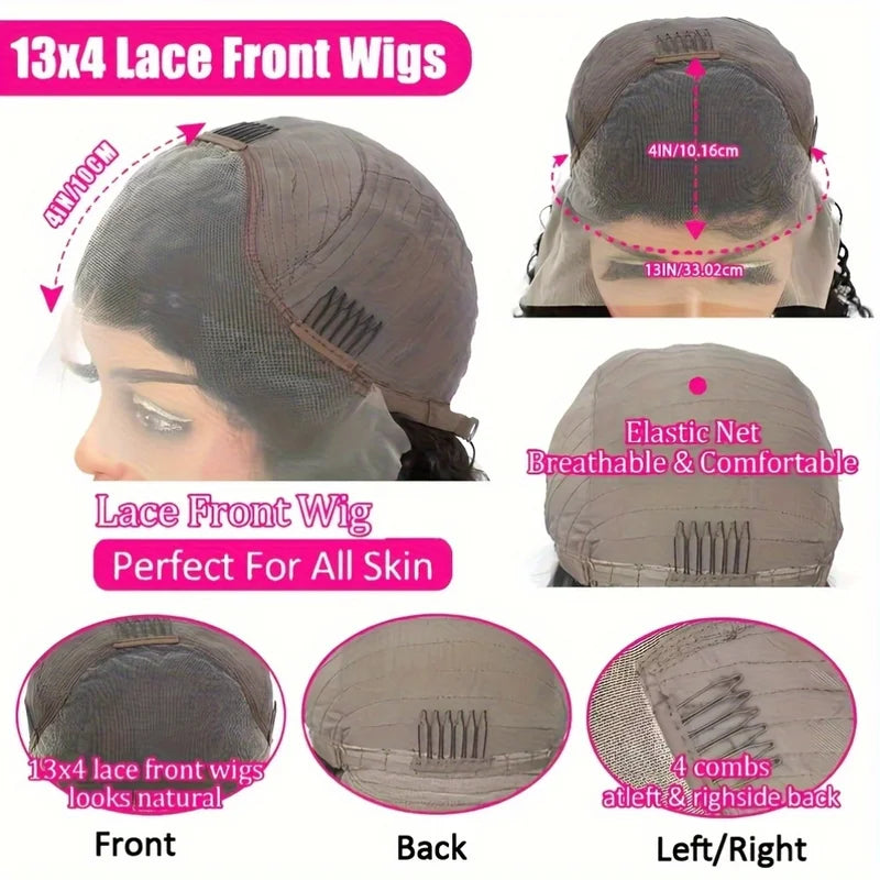Curly Human Hair Wig with Lace Front & Glueless Design - Multiple Lengths & Colors
