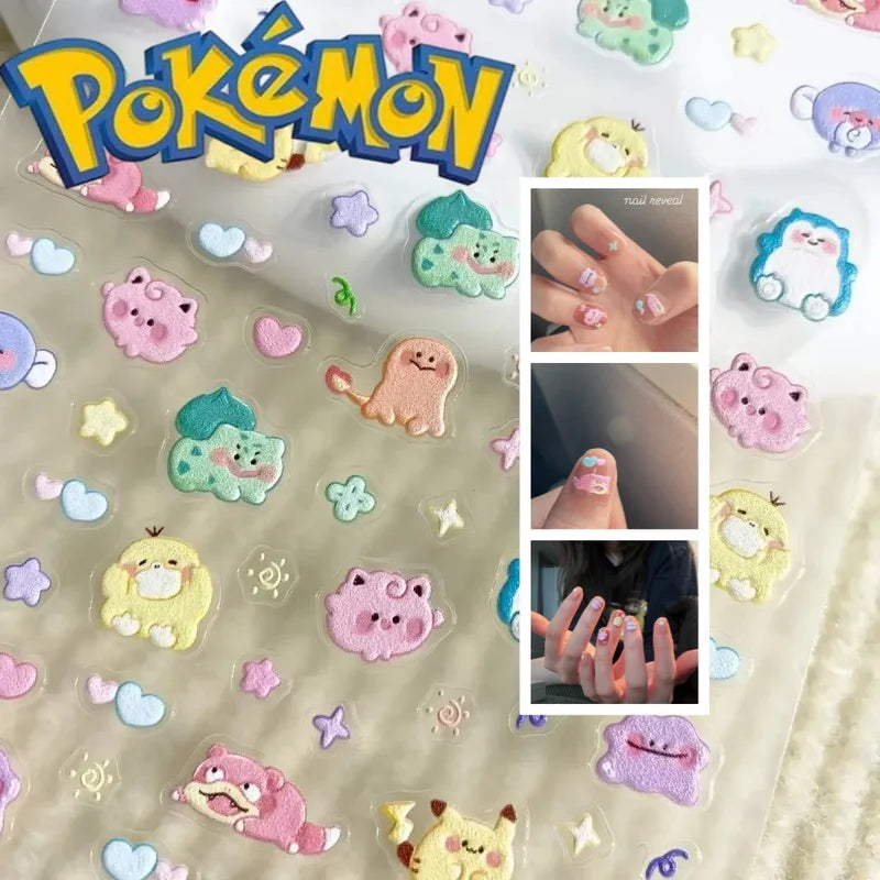 Pikachu Nail Stickers 5D Embossed Nail Art Decals for DIY Manicure & Phone Cases