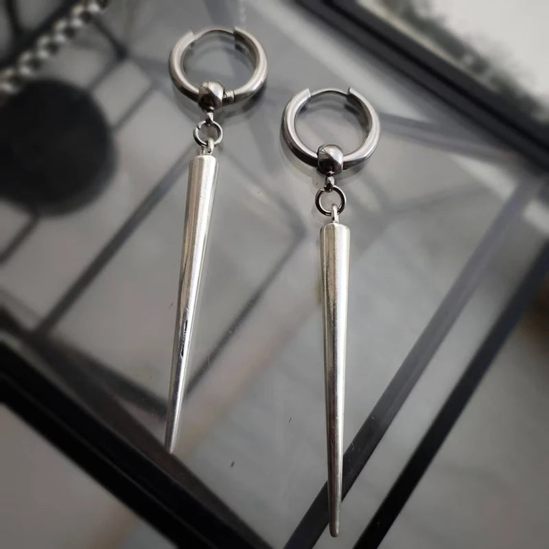 Large Spike Huggie Hoop Earrings Gothic Punk Emo Alternative Jewelry for Women & Men