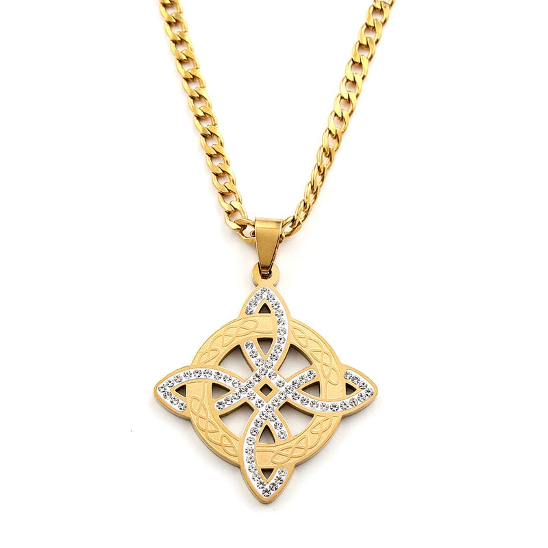 Witchcraft Knot Pendant Necklace for Men Women Stainless Steel Chain Jewelry