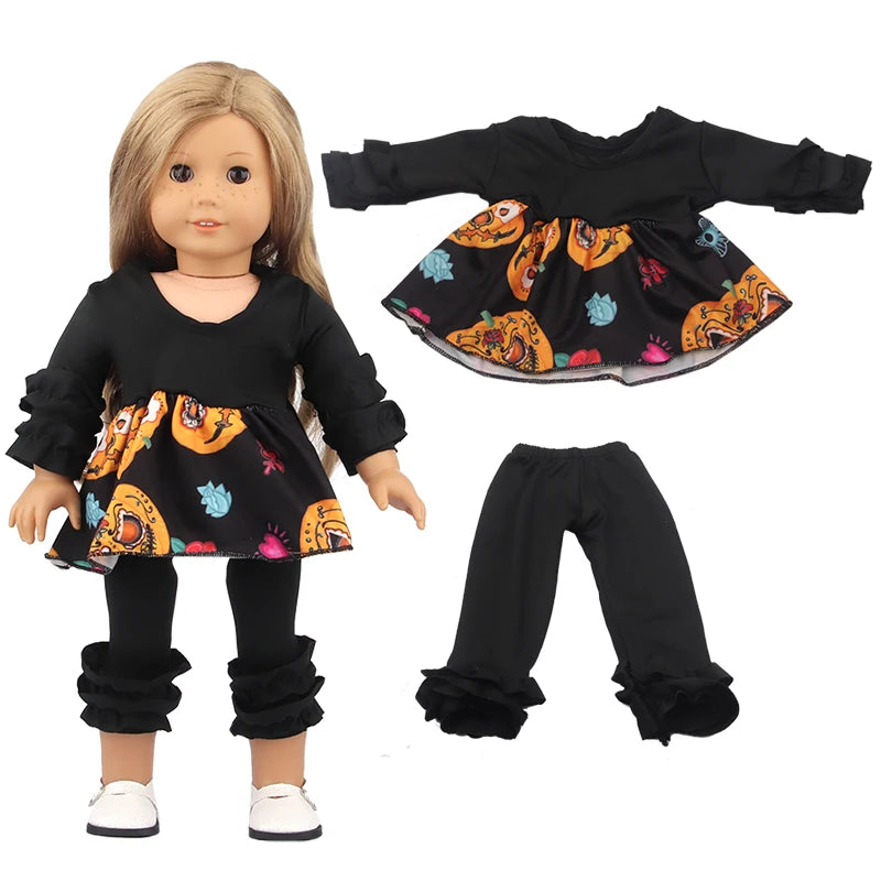 Halloween Doll Clothes Festival Pumpkin Skeleton Costumes for 18 Inch & 43cm Dolls