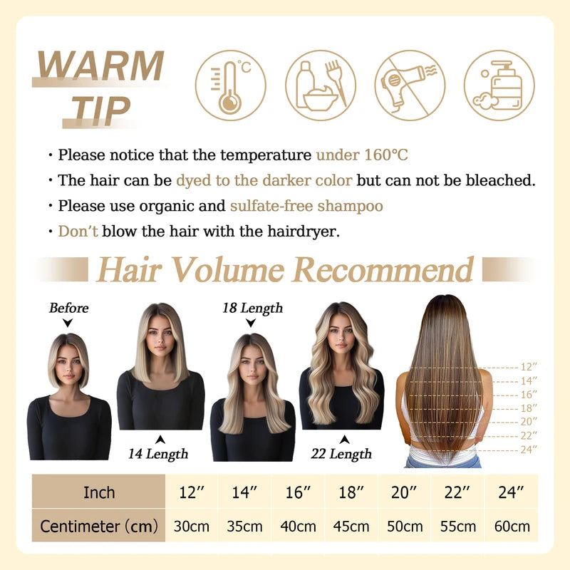 Human Hair Tape-In Extensions 20PCS Seamless Skin Weft for Full Head Volume