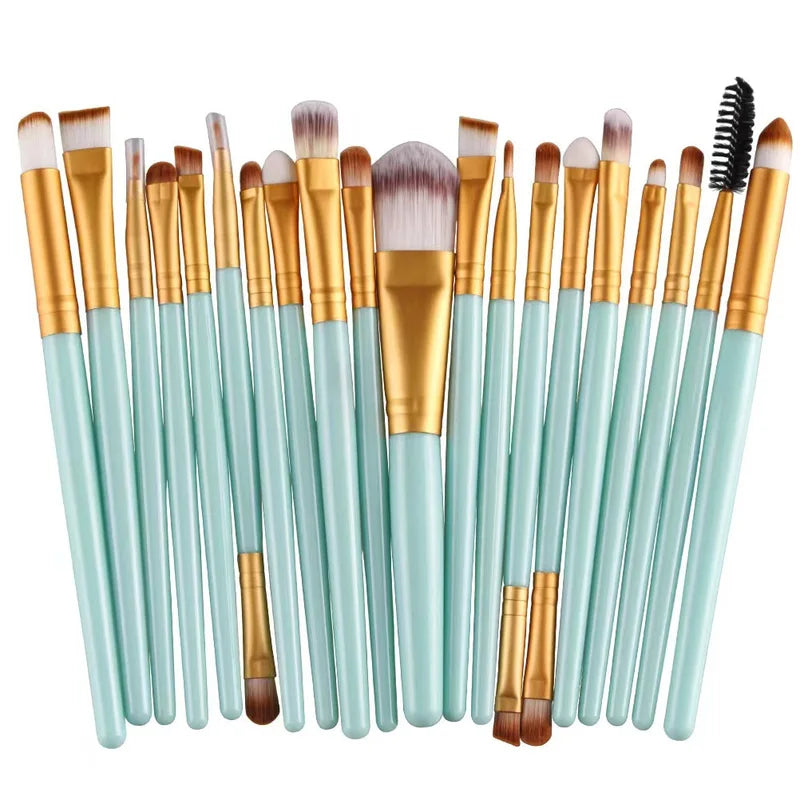 20pcs Eye Makeup Brush Set with Eyeliner Brush - Neutral Handle Colors
