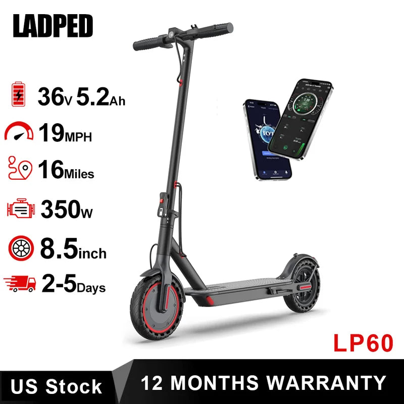 Electric Scooter 350W Max Speed 19MPH Foldable 8.5-Inch Solid Tires