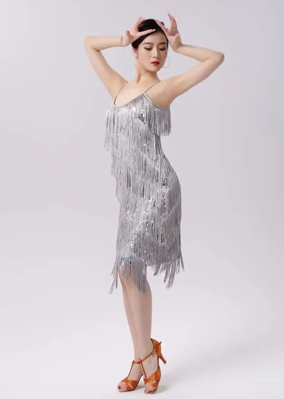 Sequin Tassel Dress for Party & Dance - Latin Spring Costume