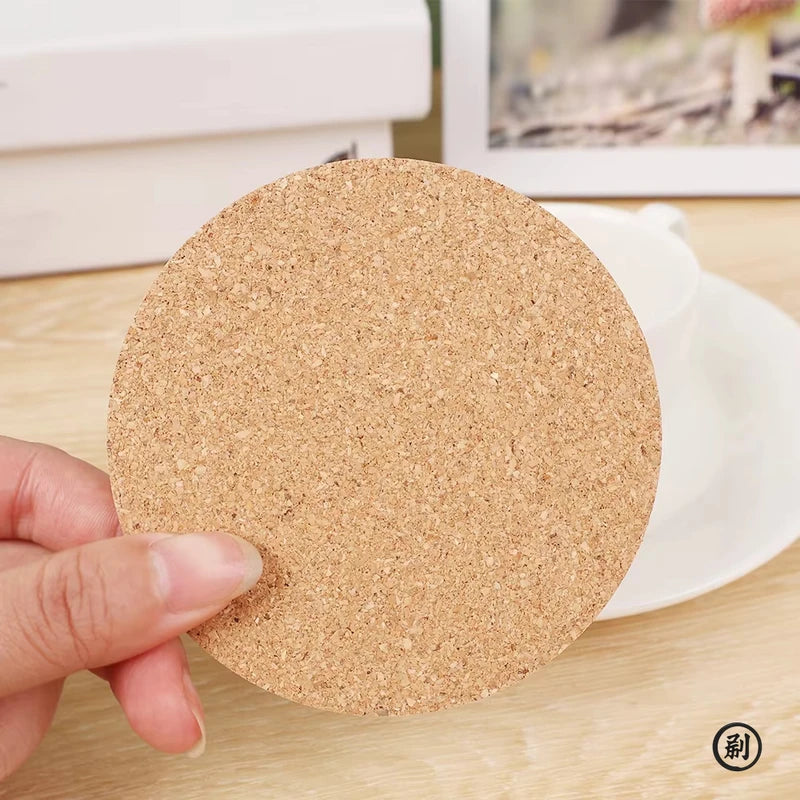 Natural Wooden Coaster Set 10PCS - Round Cork Drink Holders for Tea Coffee Table Decor