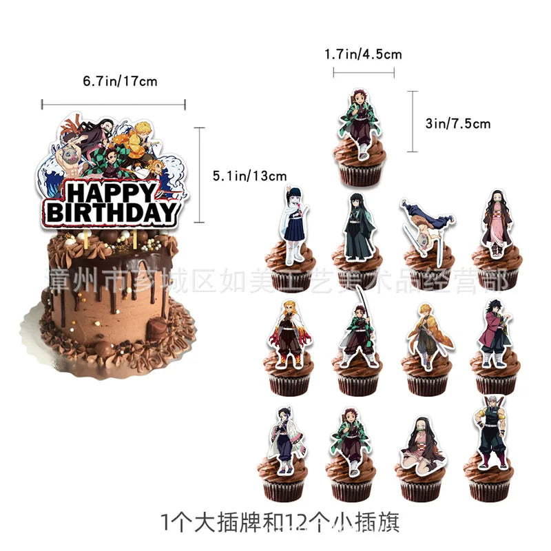 Anime Demon Slayer Birthday Party Decorations Backdrop & Balloons