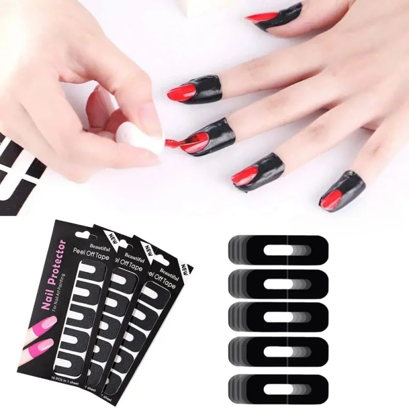 Nail Art Anti-Spill Stickers U-Shape Finger Edge Protectors for Nail Polish & Gel