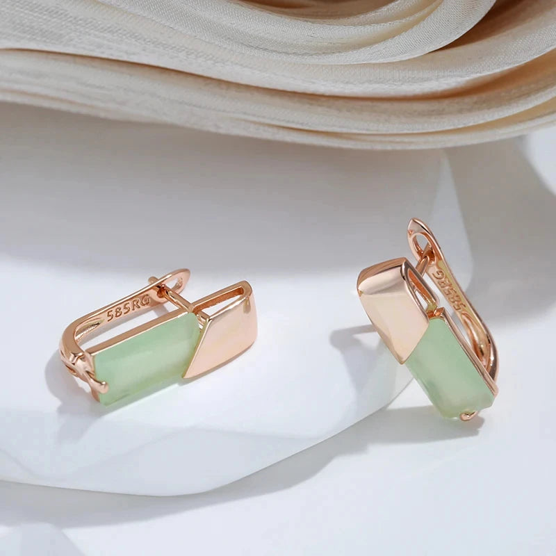 Square Drop Earrings for Women Zircon Jewelry in Rose Gold - Elegant Gift