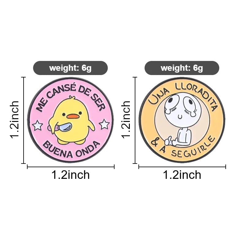 Spanish Memes Enamel Pins - Cute Brooches for Mental Health & Latinx Style