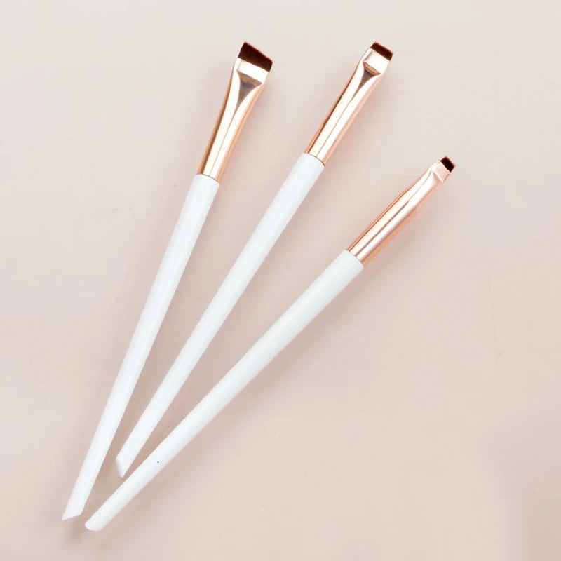3PCS Makeup Brush Set Eyeliner and Eyebrow Contour Brushes - Portable Flat Fine Eye Tools