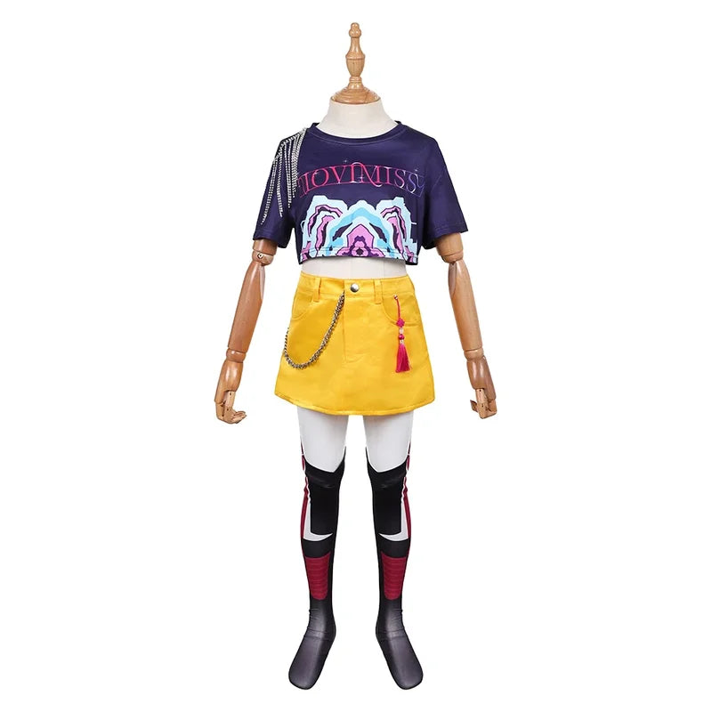 Halloween Demon Cosplay Costume for Kids with T-Shirt Skirt and Socks