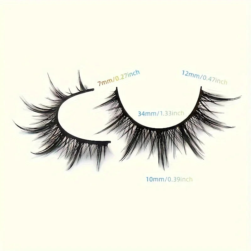 10 Pairs False Eyelashes C Curl Multi-Length Set Natural to Bold Makeup Lashes