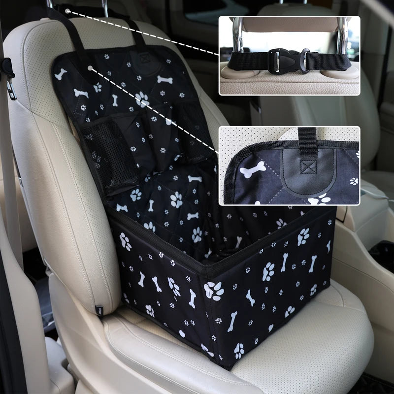 Dog Car Seat Cover with Storage Pockets Portable Travel Mat Non-Slip Safety Bag