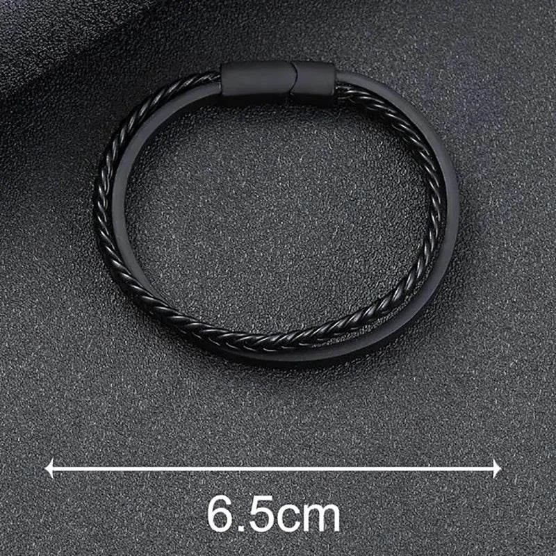 Men's Multi-Style Double Layer Magnetic Leather Bracelet - Elegant Business Gift
