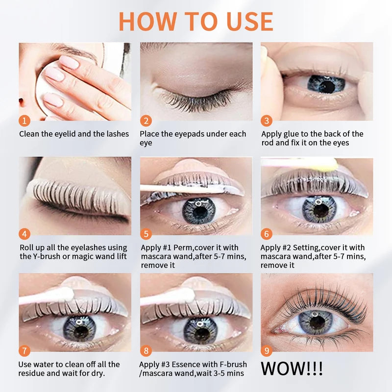 Eyelash Perm Kit Lash Lift Set 10 Sachets for Natural Wavy Lashes