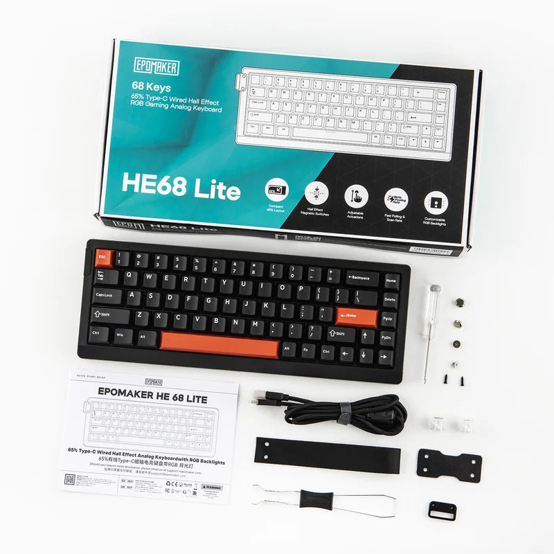 Mechanical Gaming Keyboard 65% ANSI RGB Backlight Hall Effect Switches