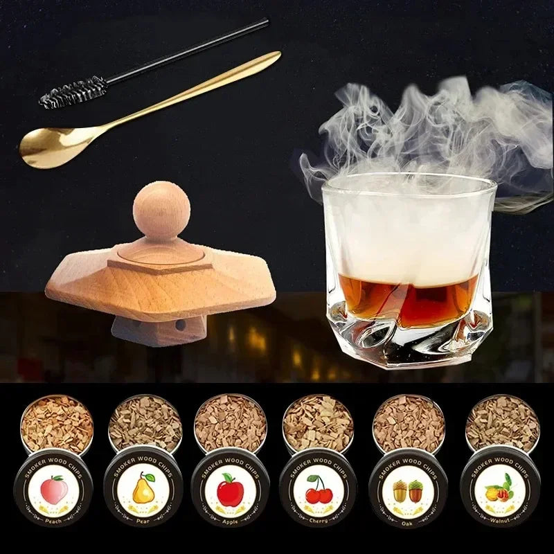 Cocktail Smoker Kit Whiskey Wood Hood for Drinks Bar Kitchen Accessories