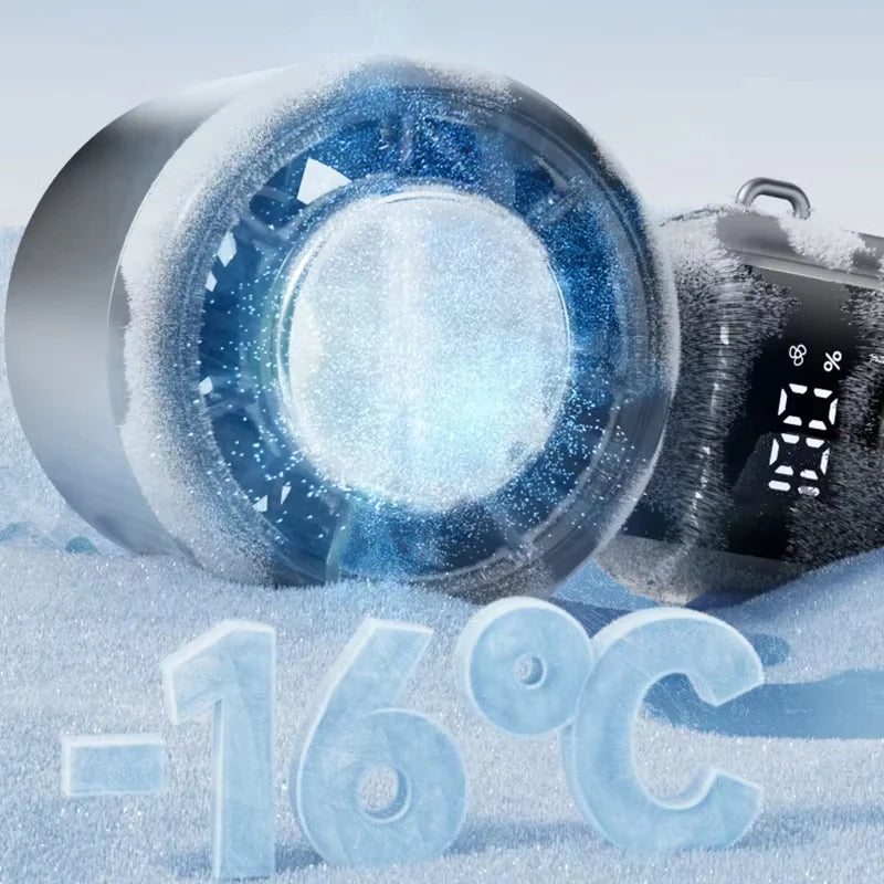 Portable Handheld Cooling Fan with Ice Technology - 100 Speeds, Foldable & Hangable for Outdoor Use