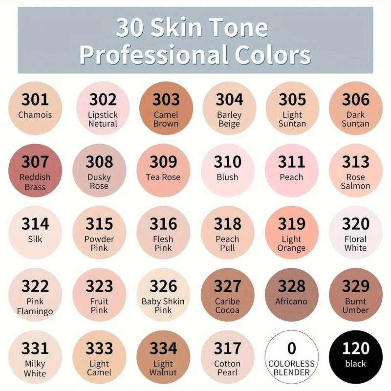 Skin Tone Markers Set - 30 Alcohol-Based Art Markers for Skin Tones, Dual Tips for Artists
