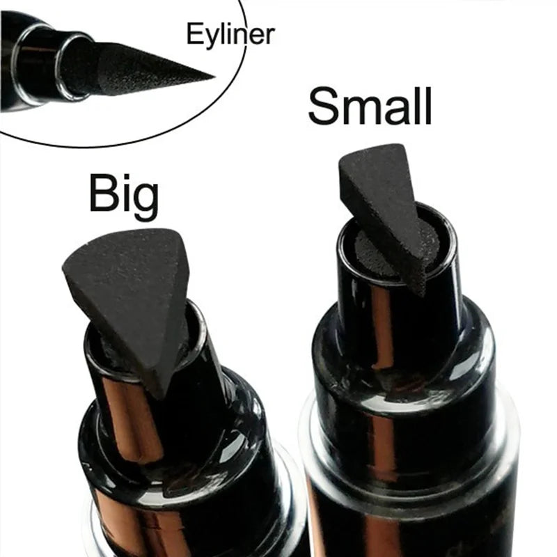 Double-Ended Waterproof Liquid Eyeliner Stamp Pen - Fast-Drying, Smudge-Proof, Long-Lasting Black
