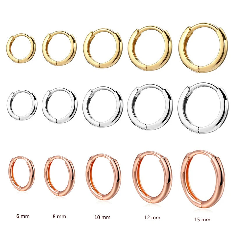 Minimal Glossy Hoop Earrings for Women and Men - Tiny Cartilage Piercings, Trendy Gold & Silver Options