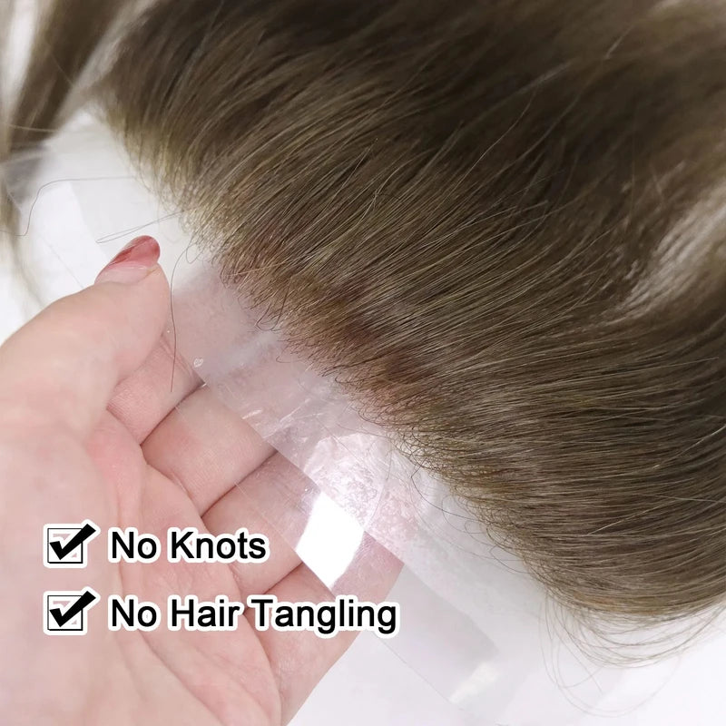 Men's Thin Skin PU Hair Toupee with V Style Frontal for Natural Look