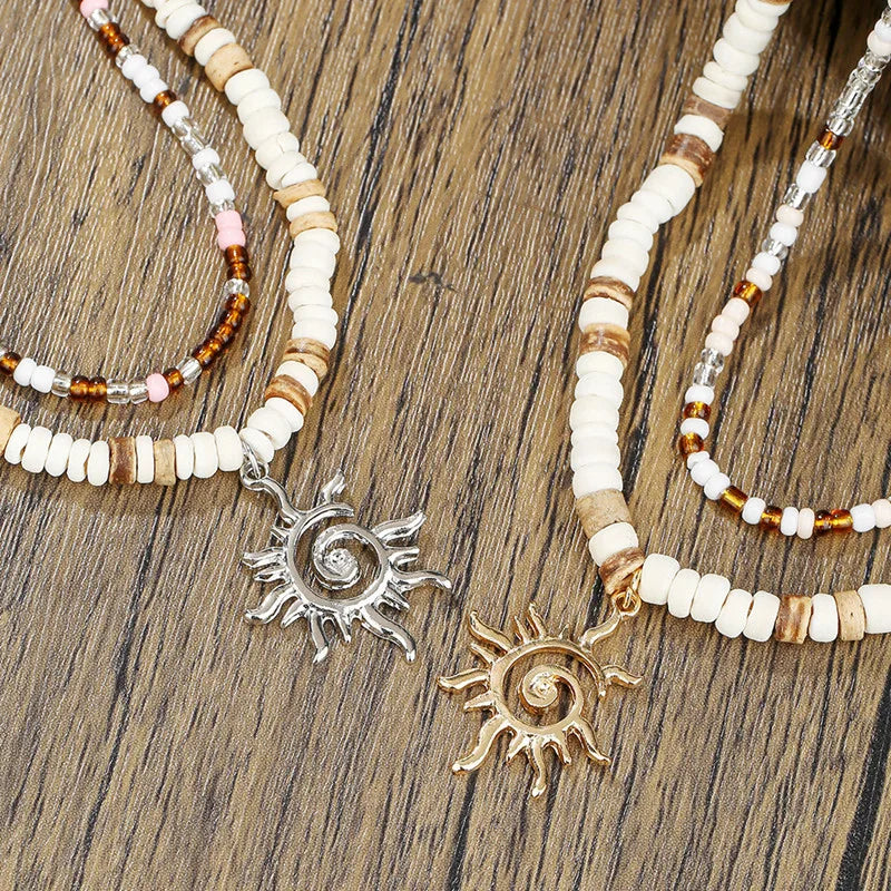 Summer Coconut Husk Bead Starfish Necklace for Men Bohemian Natural Stone Chain