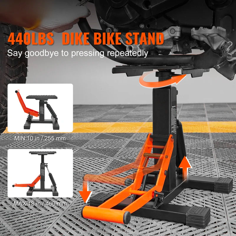 Motorcycle Lift Stand 440lb Heavy Duty Hydraulic Dirt Bike Hoist Adjustable Height