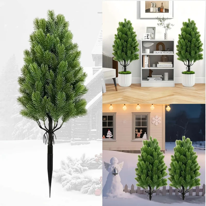 Artificial Pine Needle Christmas Trees - Indoor & Outdoor Holiday Decor - 2pcs