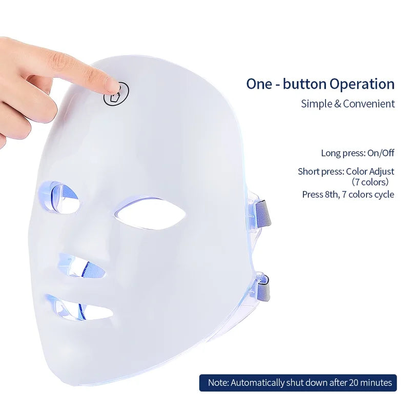 LED Facial Mask with Photon Therapy & 7 Color Skin Care Massager for Face and Neck