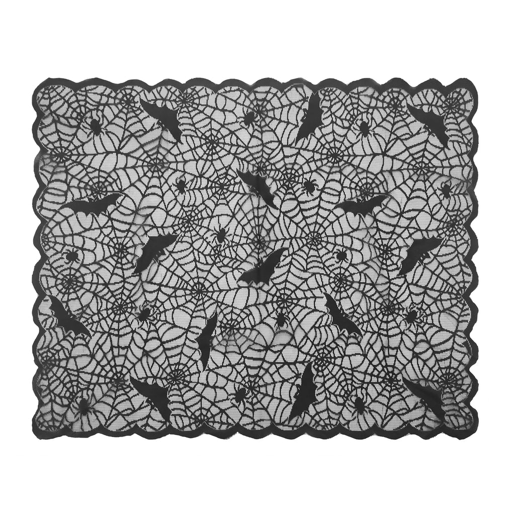 Halloween Lace Tablecloth Bat Skull Pattern Rectangular Decoration