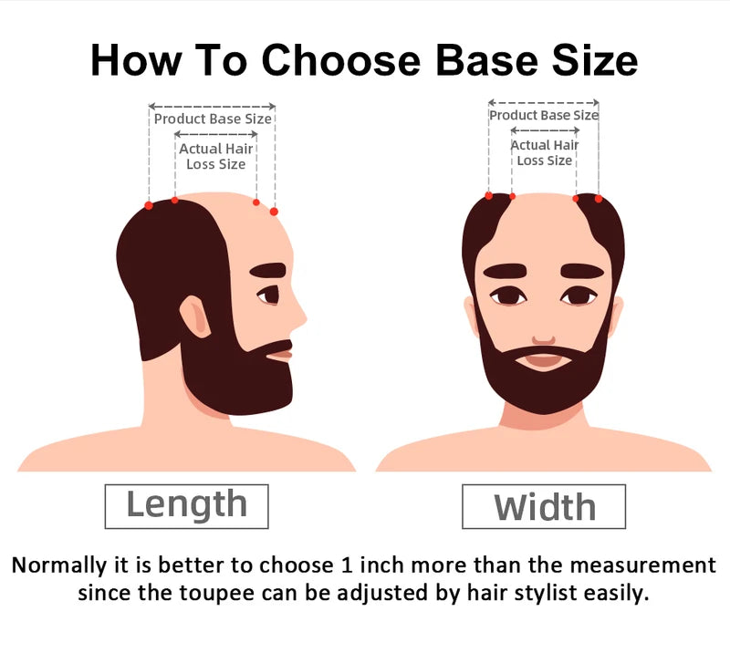 Men's Thin Skin V-Loop Toupee Hair System - Natural Human Hair Prosthesis