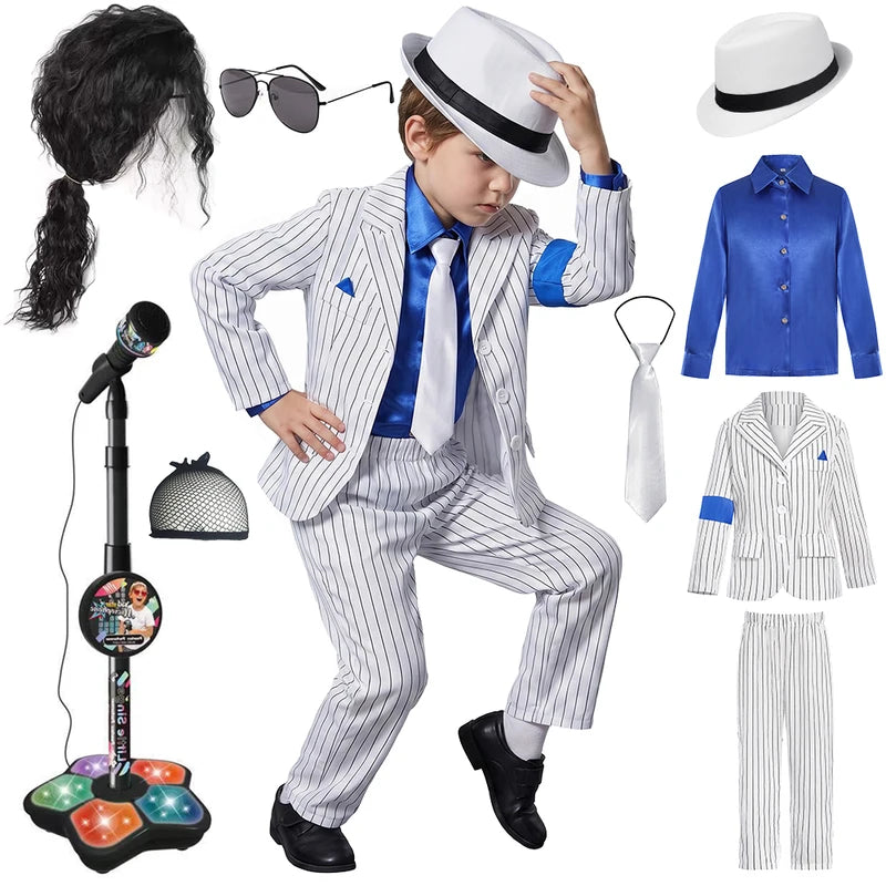 Kids Halloween Kid Costume Dance Singer Moonwalk Stage Outfit Suit