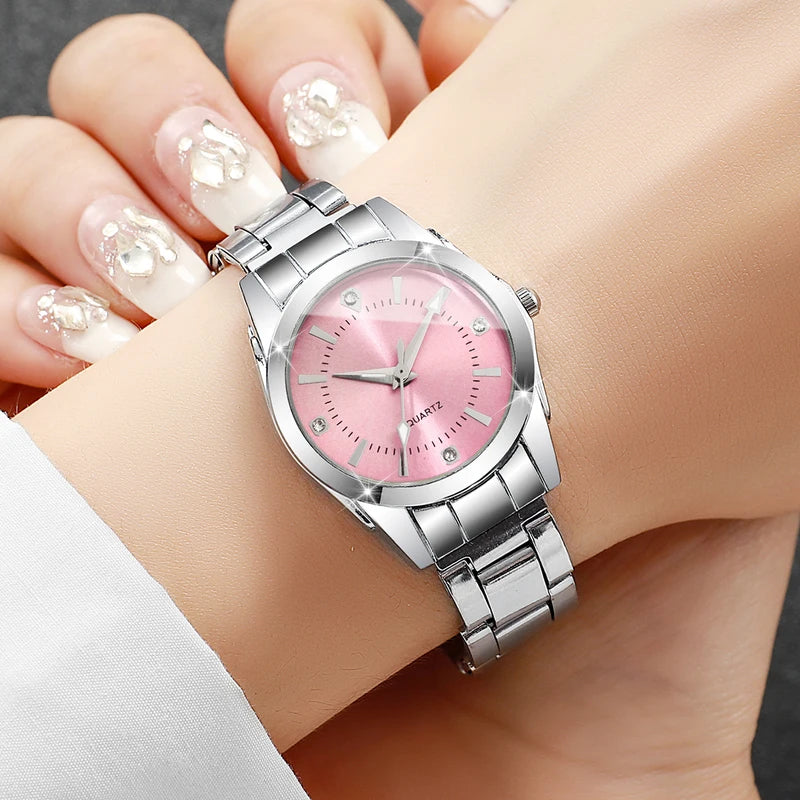 Fashion Women’s Rhinestone Quartz Wrist Watch - Casual Elegant Ladies Clock