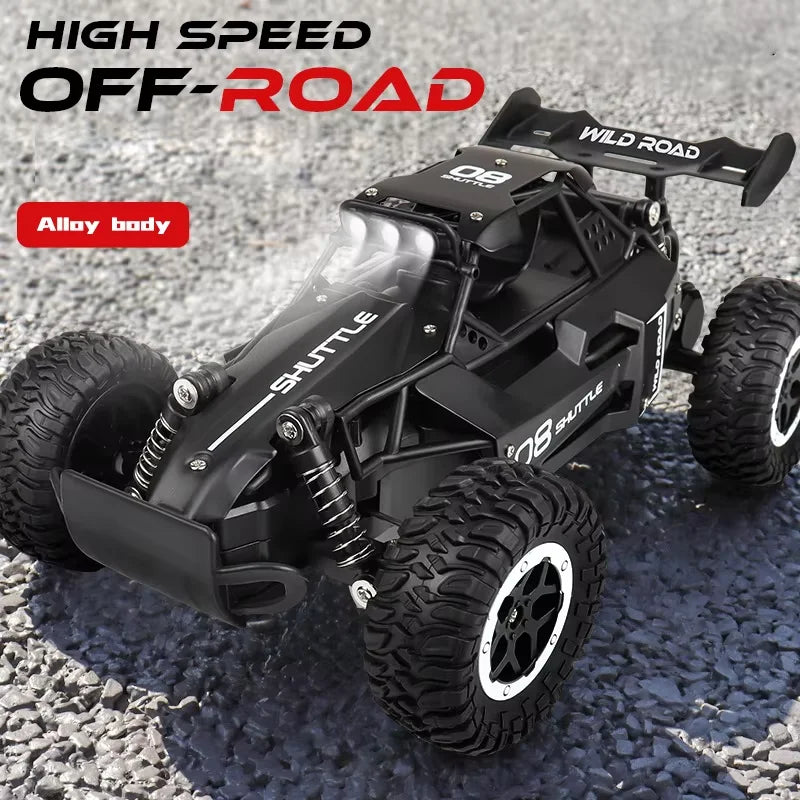 High Speed Off-Road RC Car 1:16 Alloy Buggy with LED Lights & Shock Absorbers