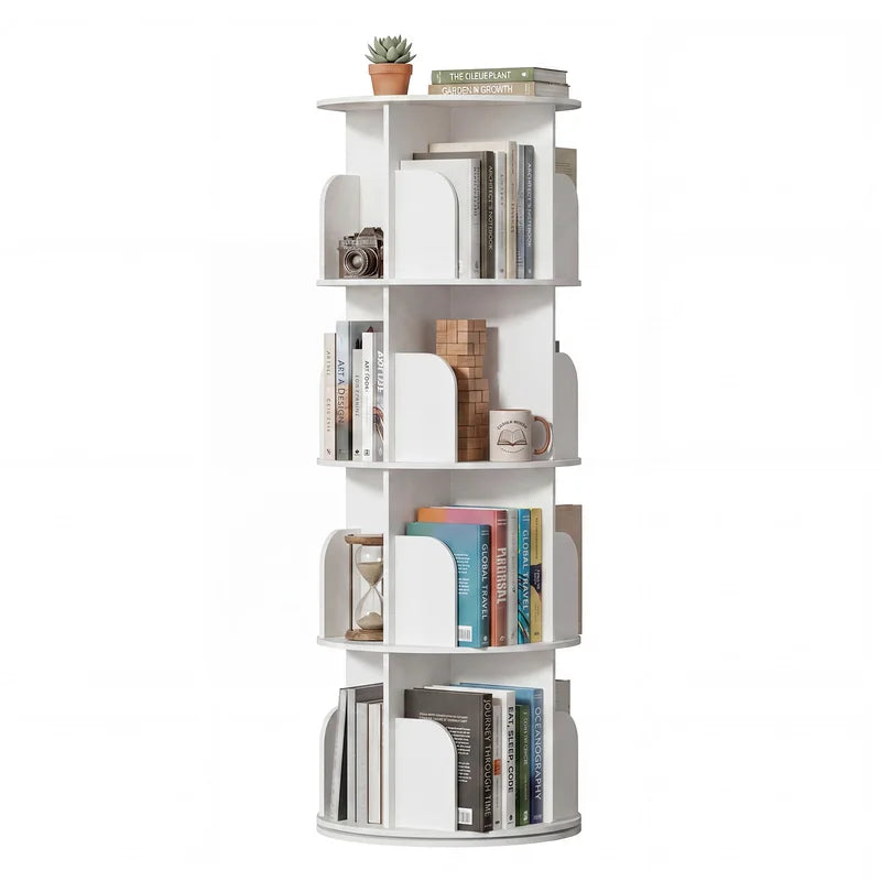Rotating Bookshelf with 360° Spin, Multi-Tier PVC Book Display & Storage Rack