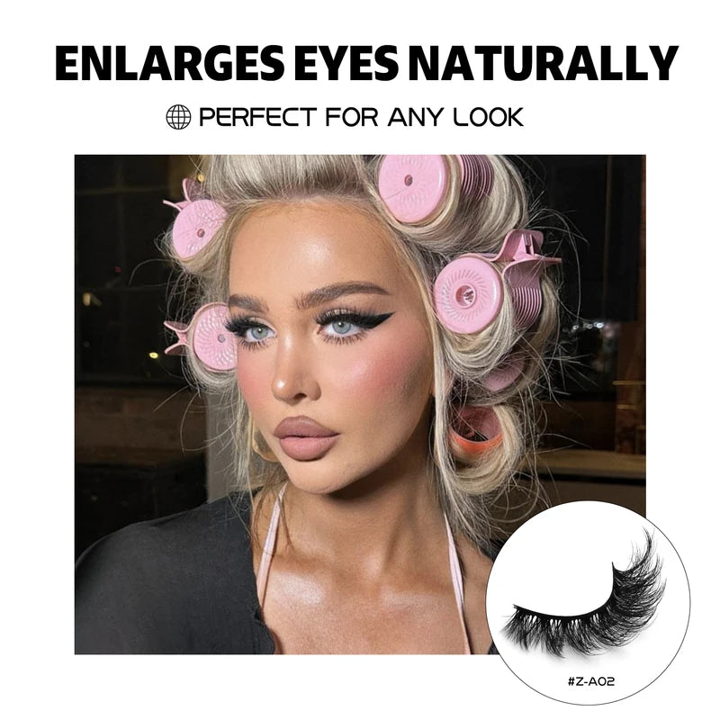 3D Mink False Eyelashes - Fluffy Volume Cat Eye Strips for Natural Glam