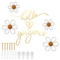 Wall Decor Set with Metal Wire Words, Heart Ornament & Woven Daisies - Boho Wall Art for Nursery & Living Room