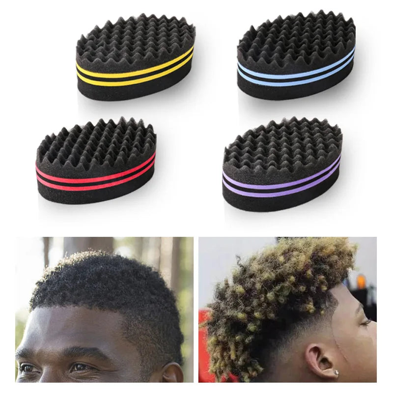 Oval Double Sides Twist Hair Sponge Brush for Afro & Braid Styling