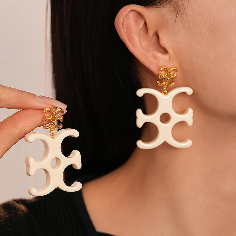 Minimalist Geometric Letter Pendant Earrings - Trendy Party Jewelry for Women