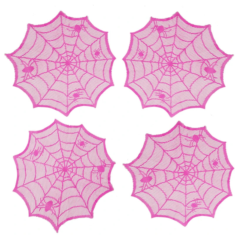 Waterproof Halloween Round Placemats - Purple Lace Polyester Table Decor