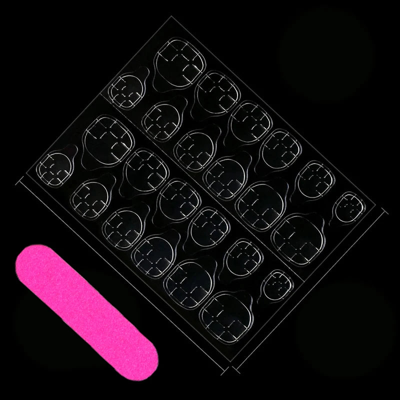 24PCS Black French Pointed Fake Nails Halloween Almond Nail Tips Glossy Acrylic