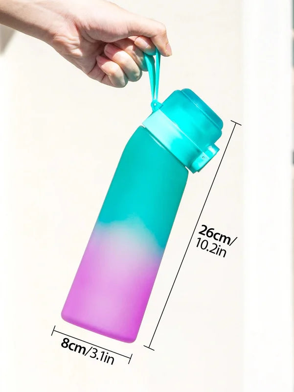 Gradient Reusable Water Bottle with Bear-Shaped Scented Pods 650ml Outdoor Drinkware