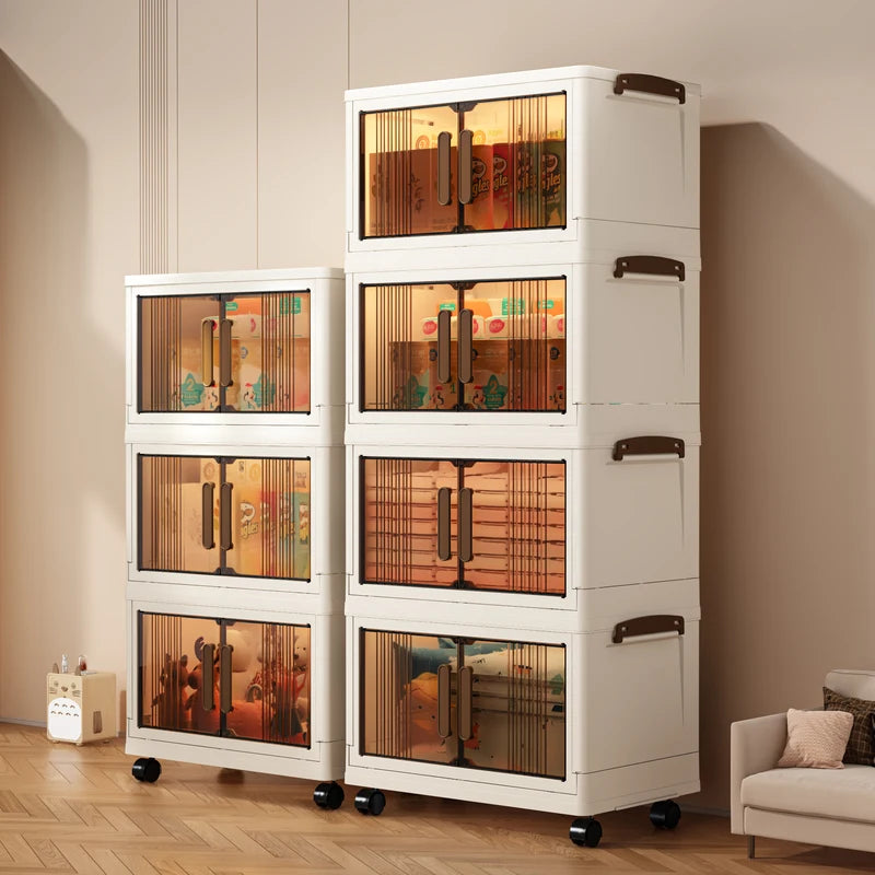 Multi-Functional Foldable Plastic Storage Cabinet with Doors 40cm - Various Colors