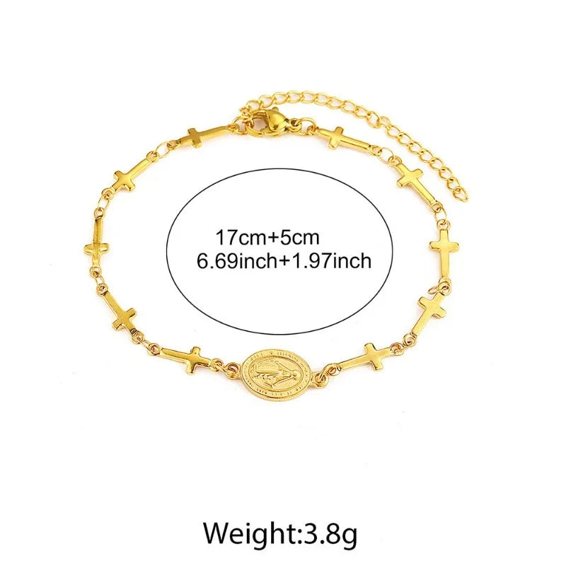 Vintage Virgin Mary Prayer Beads Bracelet Religious Jewelry for Women
